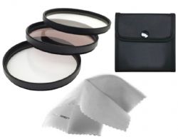 Sony Alpha DSLR-A380 High Grade Multi-Coated, Multi-Threaded, 3 Piece Lens Filter Kit (52mm) Made By Optics + Nwv Direct Microfiber Cleaning Cloth. 