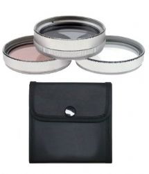 Panasonic HDC-HS300K High Grade Multi-Coated, Multi-Threaded, 3 Piece Lens Filter Kit (43mm) + Nwv Direct Microfiber Cleaning Cloth.  