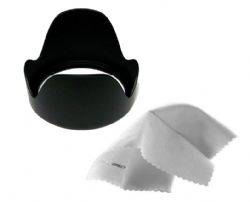 Nikon D200 Pro Digital Lens Hood (Flower Design) (62mm) + Nwv Direct Microfiber Cleaning Cloth. 